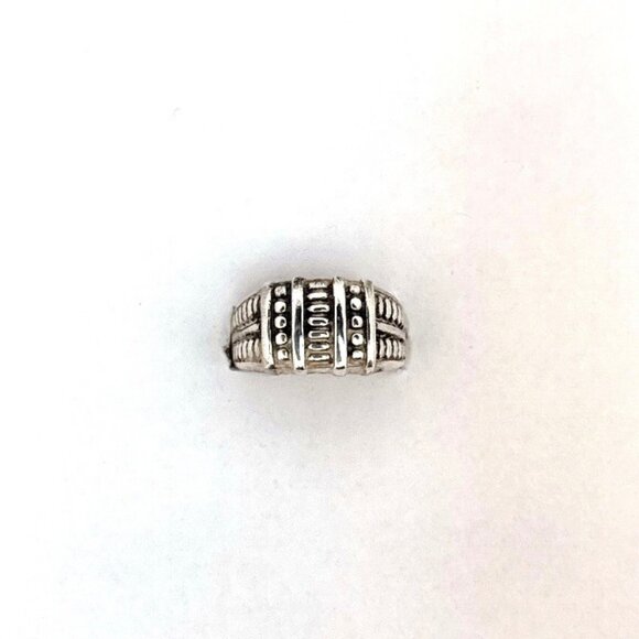 Estate Sterling Silver 925 Wide Band Ring, Bold Textured Design, Size 8.5, 4.7g - Picture 1 of 11